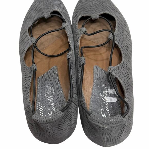 Earthies Essen Ballet Flat Shoes Womens 12 B Gray Suede Elastic Strap Feminine - Picture 6 of 14